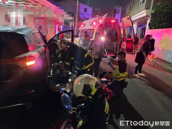 ▲▼台中男子接小孩突昏倒撞女騎士 當場無生命跡象。(圖/記者游瓊華翻攝)