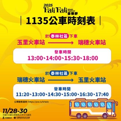 花蓮 Fali Fali 音樂節!鐵路班班接力 免費接駁三線到位+1135公車加持(圖/花蓮縣政府提供)