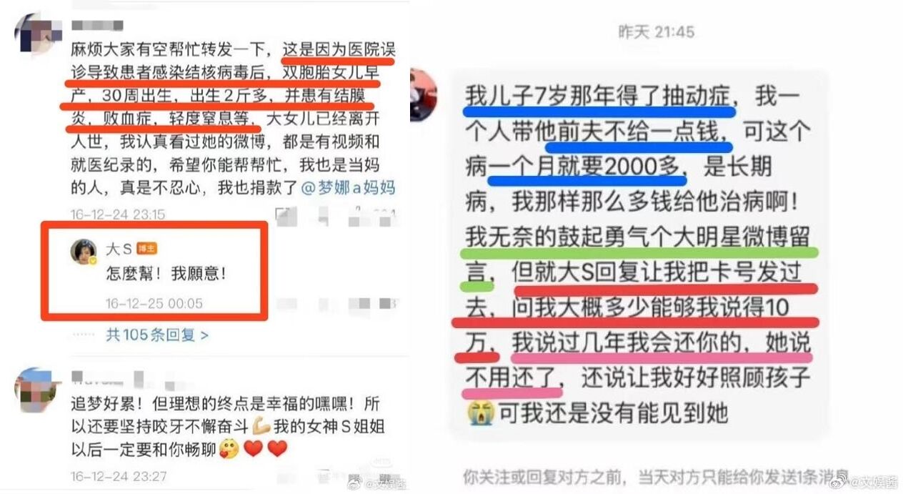 ▲大S生前救了無數病童。(圖/翻攝自微博)