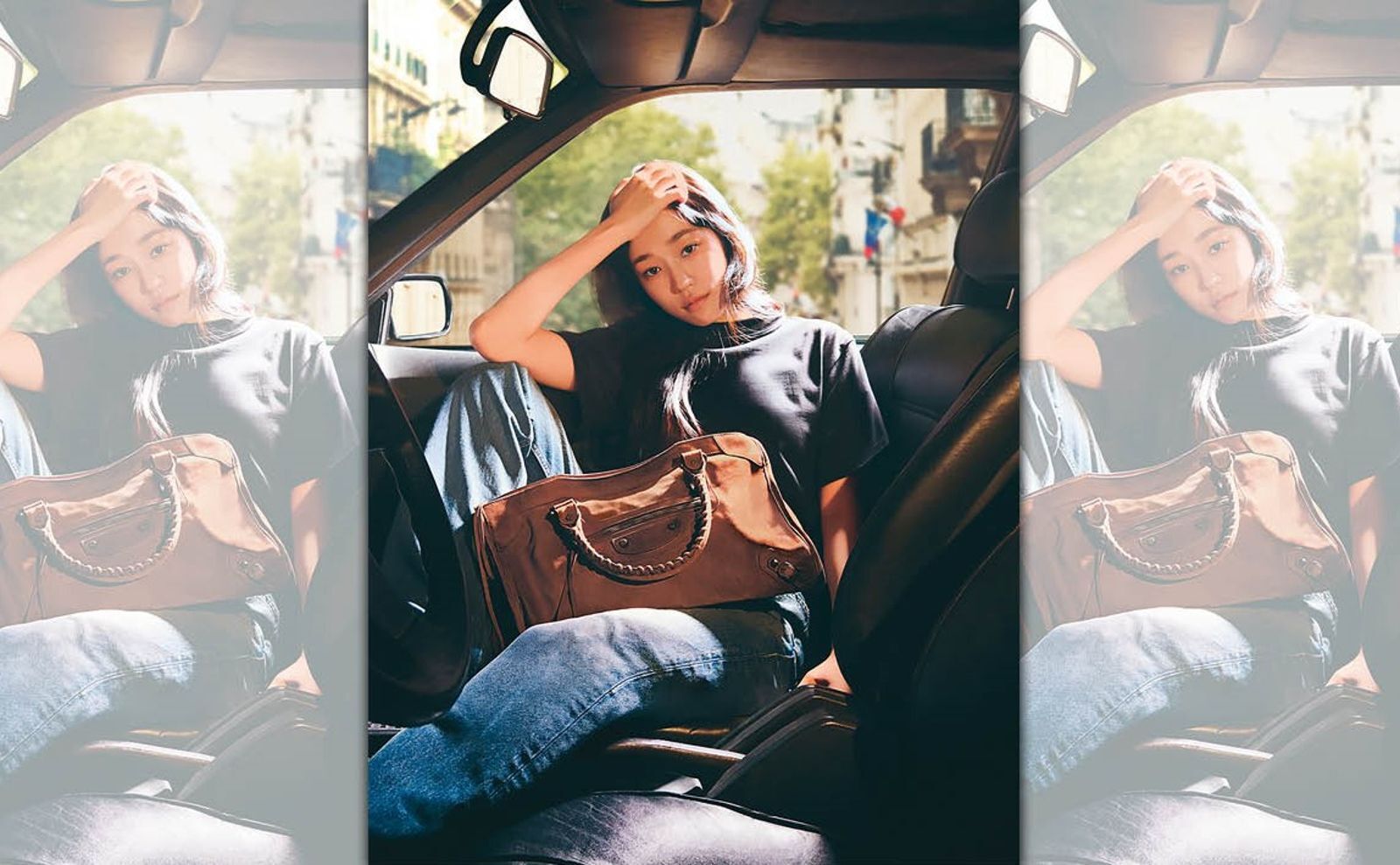 韓星盧允瑞示範Le City麂皮材質中型款。NT$91,900(BALENCIAGA提供)