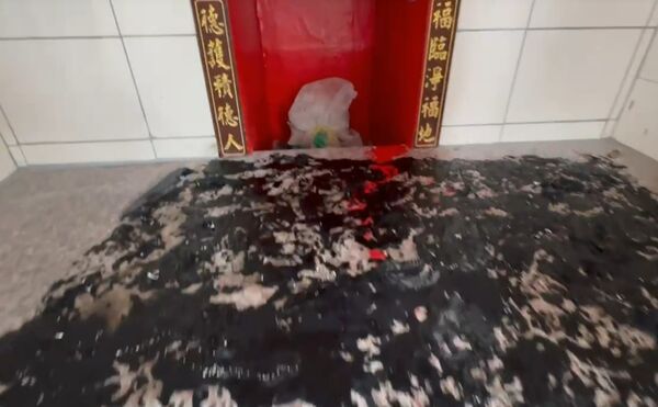 ▲社頭鄉百年土地公廟遭潑漆縱火。(圖/民眾提供)