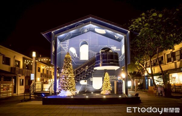 ▲藍晒圖聖誕小鎮巨型薑餅屋造景登場,11/29起化身台南冬季打卡聖地。(記者林東良翻攝,下同)