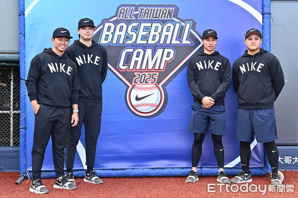 ▲▼鄭宗哲(左起)、陳柏毓、林昱珉、李灝宇出席Nike青棒菁英訓練營。(圖/記者李毓康攝)