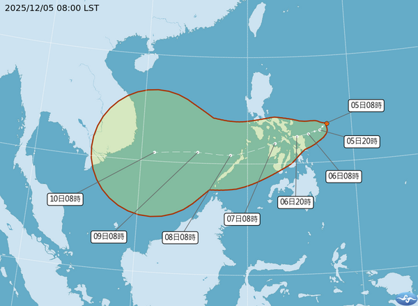 ▲▼熱帶性低氣壓TD32生成。(圖/氣象署提供)