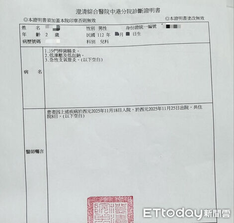 ▲▼知名港式餐廳爆食物中毒2歲童住院8天,中市府表示,列為高風險對象。(圖/民眾提供,下同)