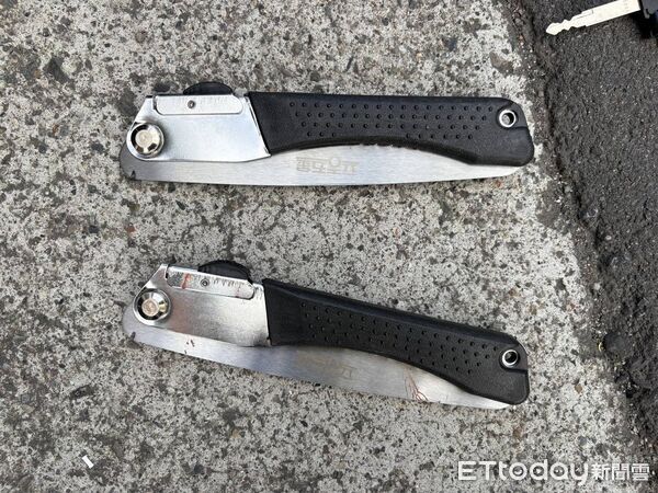 ▲張男向辜男喬債未果,持鋸子怒砍遭警方逮捕。(圖/記者陸運陞翻攝)