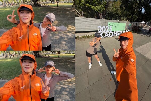 ▲▼朴寶劍終於騎到高雄Ubike!攜惠利朝聖「寶劍樹」。(圖/翻攝自Instagram/bogummy)