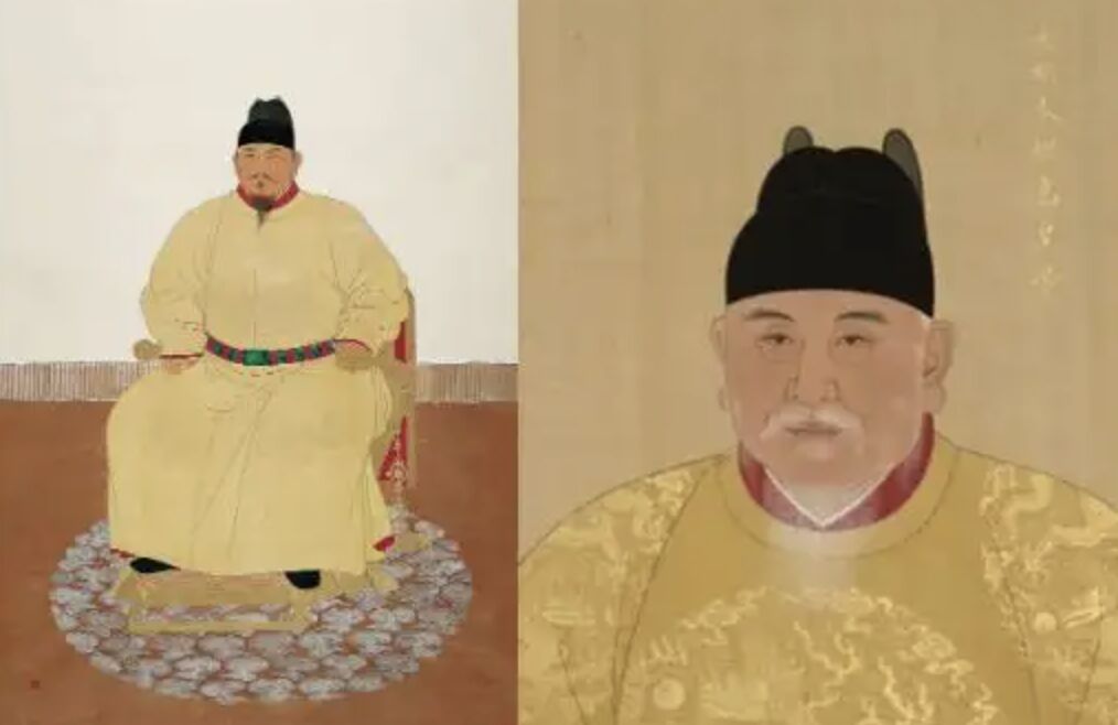 ▲北京故宮(圖左)及台北故宮(圖右)收藏的朱元璋畫像。(圖/翻攝紅星新聞)