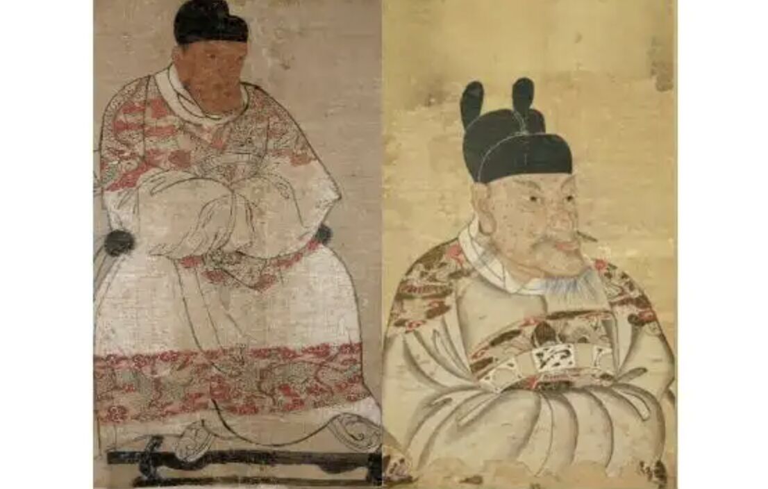 ▲北京故宮(圖左)及台北故宮(圖右)收藏的朱元璋「鞋拔子臉」畫像。(圖/翻攝紅星新聞)