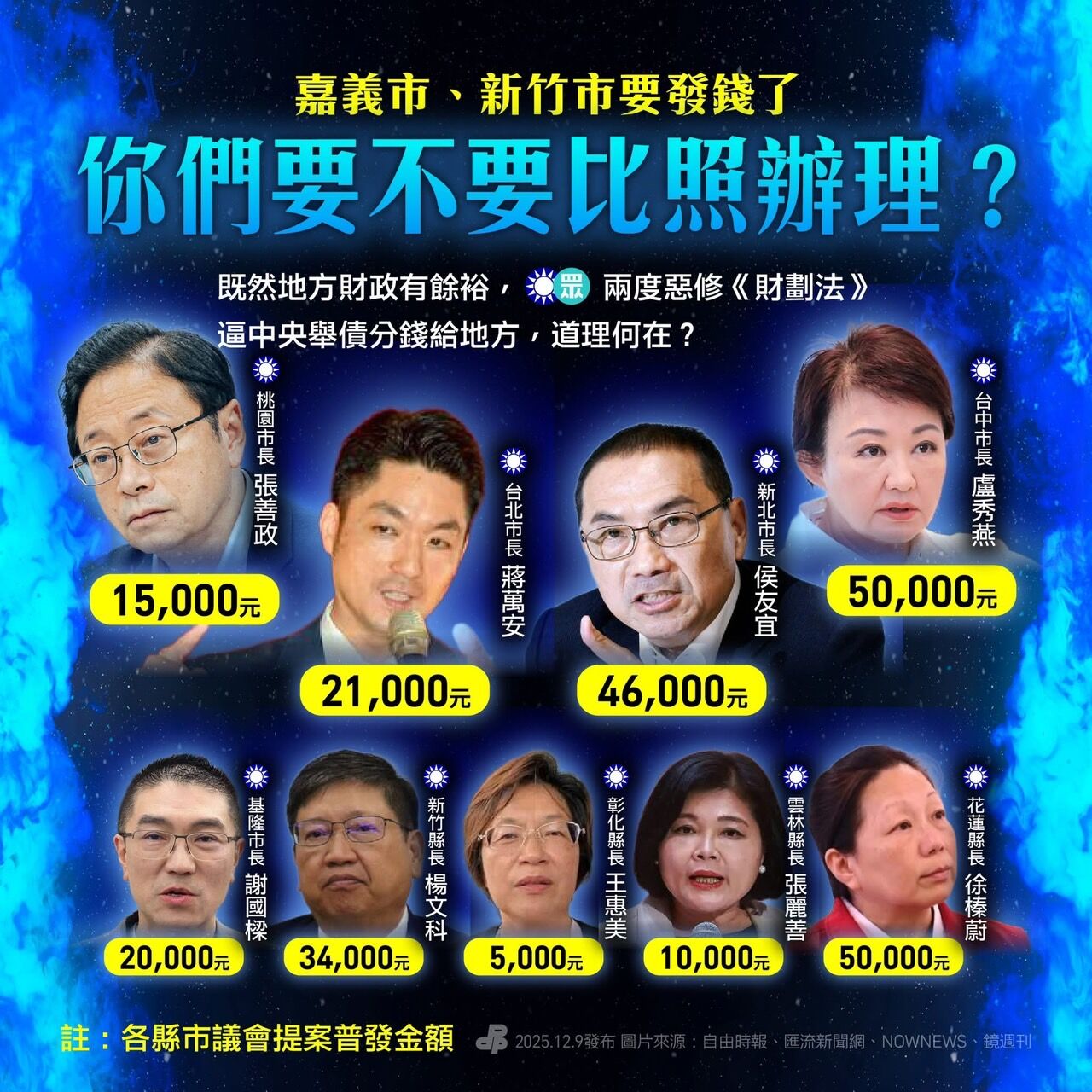 ▲▼民進黨轟「地方政府有錢普發現金,藍白惡修《財劃法》逼中央舉債分錢沒道理」圖卡。(圖/民進黨提供)