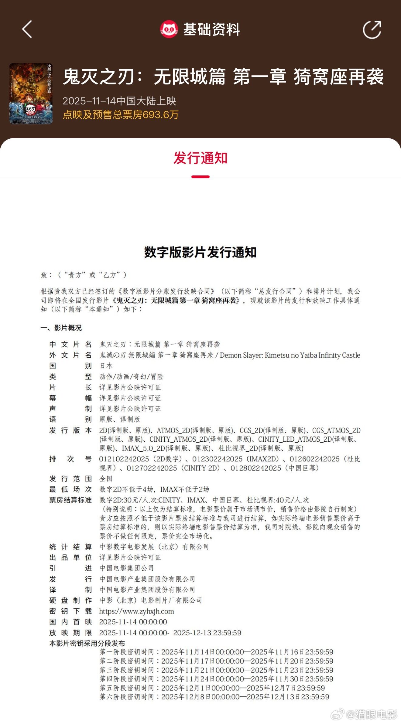 ▲▼《鬼滅之刃無限城篇》大陸11日下檔。(圖/翻攝自微博)