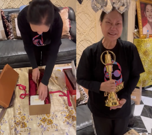 ▲▼徐媽媽含淚收金鐘獎盃 小S堅強告白:我會繼續前進。(圖/翻攝自Instagram/elephantdee)