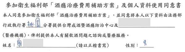 ▲桃園市廖姓男子長期酗酒,且累計酒駕罰鍰高達117萬餘元逾期未繳,桃園分署成功轉介義務人接受專業酒精成癮治療。(圖/桃園分署提供)