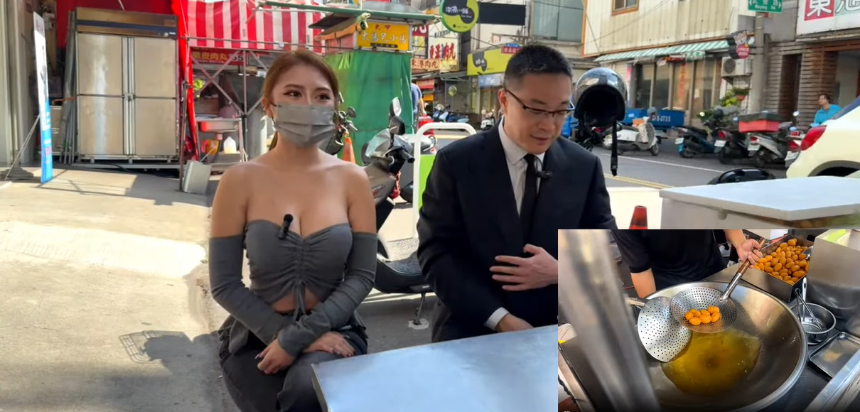 朱學恒與爆乳老闆娘直播、合照。(圖/翻攝自YouTube/萬事通事務所)