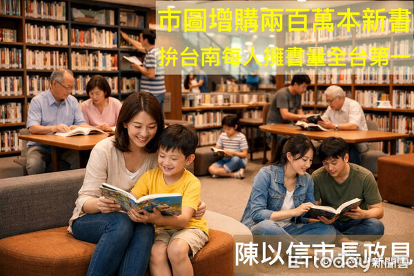 ▲爭取國民黨提名參選台南市長的前立委陳以信,提出擴充市圖館藏的閱讀政見。(記者林東良翻攝)