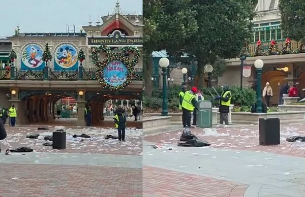 巴黎迪士尼清潔員罷工。(翻攝自X@LisaCorpus1993)