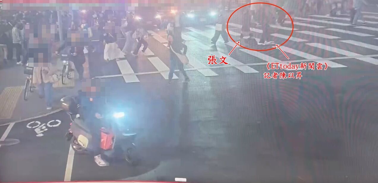 ▲▼記者直擊捷運中山站殺人慘案,斑馬線上與張文擦肩而過。(圖/翻攝畫面)