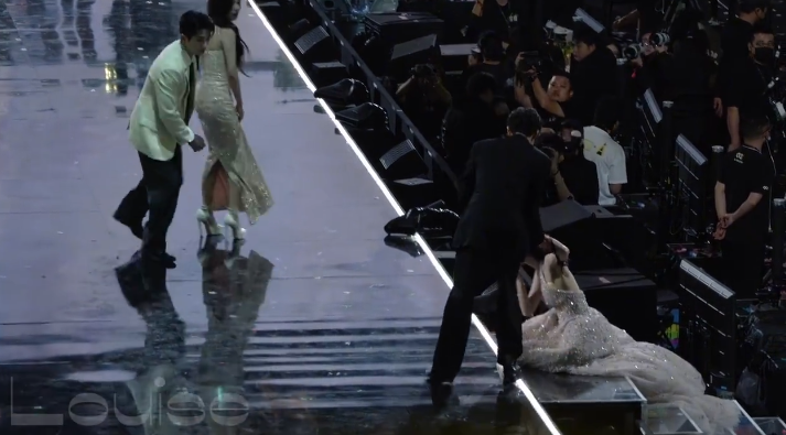 ▲孟子義跌倒。(圖/翻攝自微博)