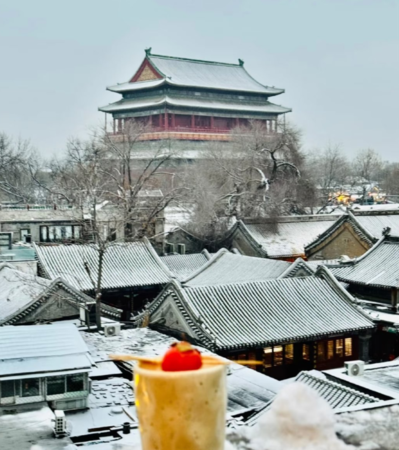 ▲▼北京降「糖霜雪」。(圖/翻攝自微博)