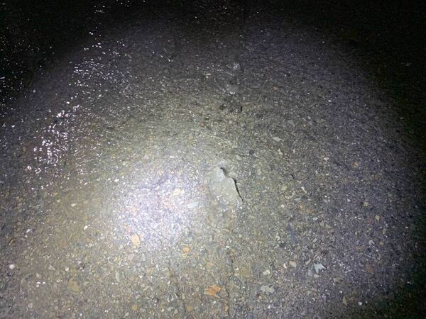 ▲彰化花壇管線破裂自來水不斷的湧出,警方到場戒備。(圖/警方提供)