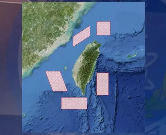 ▲▼中共解放軍東部戰區29日宣布對台實施「正義使命-2025」軍演,並畫設5個演習範圍。(圖/翻攝自微博)。