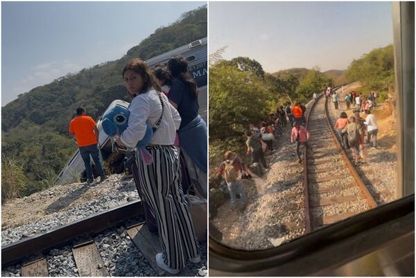 ▲▼ 墨西哥跨洋鐵路出軌。(圖/路透)