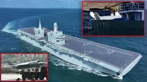 ▲▼076型兩棲攻擊艦四川艦甲板被捕捉到出現新型無人機,疑似在北京閱兵式上亮相的C型無人忠誠僚機。(圖/翻攝自大陸網站)