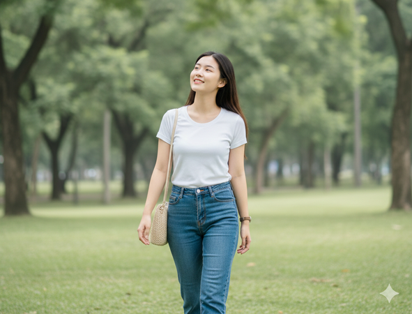 ▲女性,散步,心靈。(AI協作圖/記者蔡惠如製作,經編輯審核)