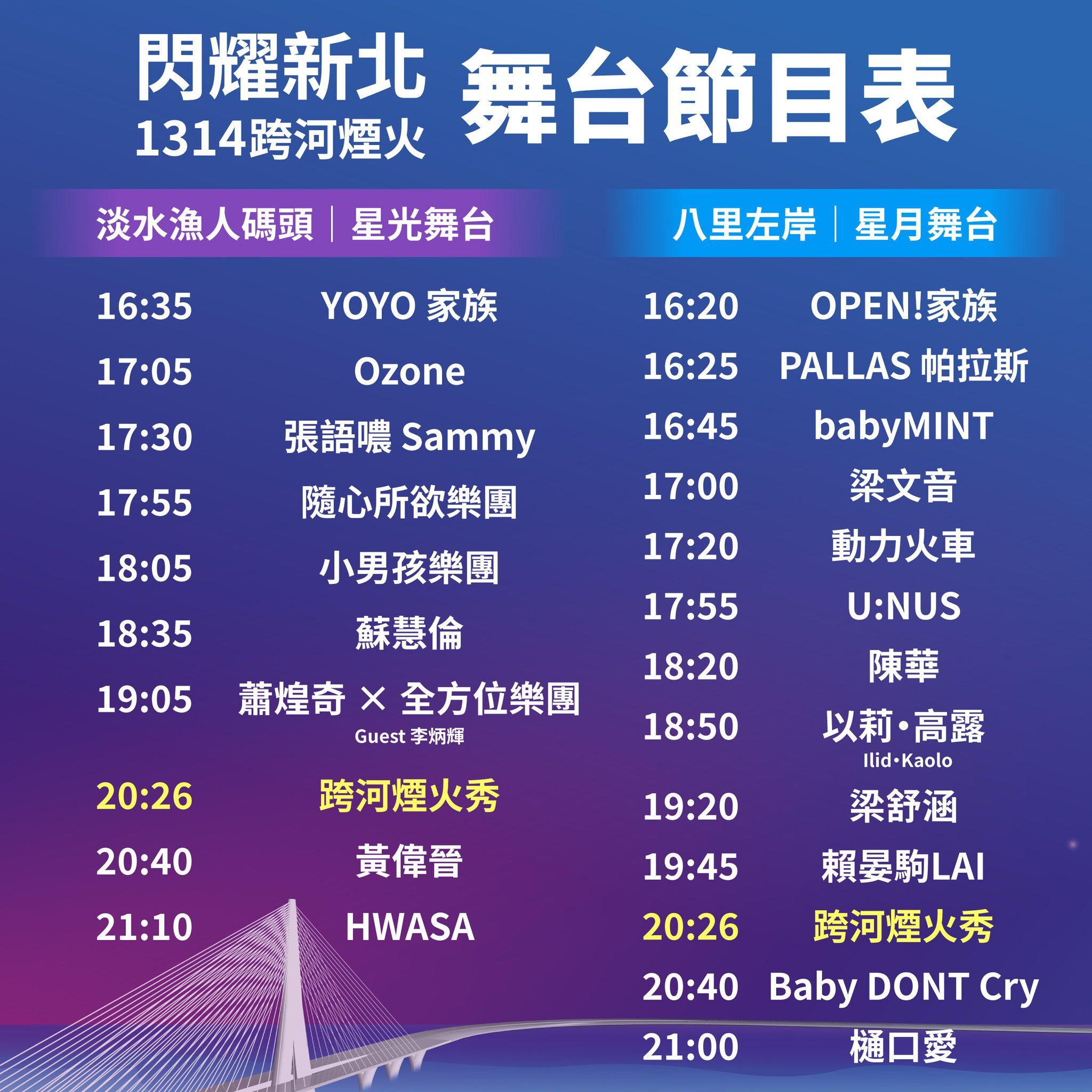 新北跨年煙火資訊。(圖/翻攝自Facebook、IG/新北市文化局)