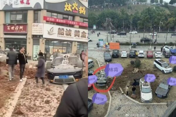 ▲男童炸毀的車輛。(圖/翻攝自微博)