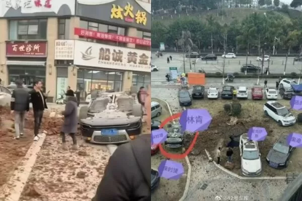 ▲男童炸毀的車輛。(圖/翻攝自微博)