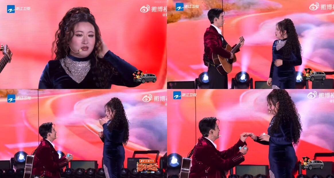 ▲李川當眾求婚錘娜麗莎。(圖/翻攝自微博)