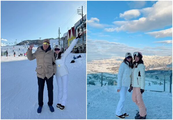 曾馨瑩秀出夫妻、母女合照,大女兒妞妞(右圖右)身高已跟媽媽一樣高。(翻攝曾馨瑩IG)