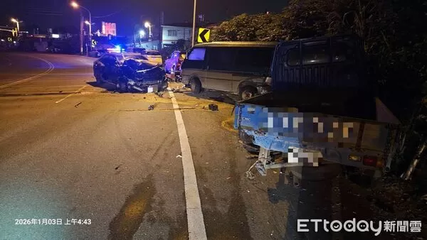 ▲屏東市機場南路交通事故。(圖/記者陳崑福翻攝)