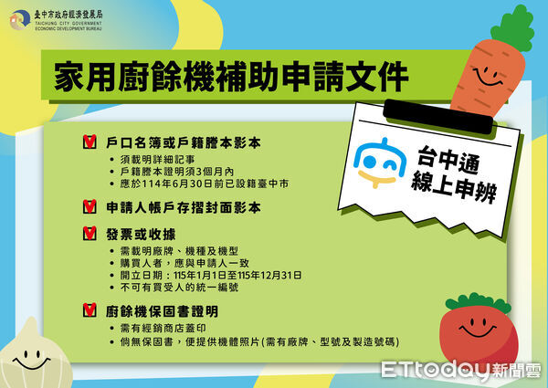 ▲台中,廚餘機補助,5000元。(圖/市府提供)