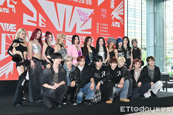 ▲▼Sandy吳姍儒、苗可麗、ARKis、HUR+ /2026WE ARE我們的除夕夜記者會。(圖/記者李毓康攝)
