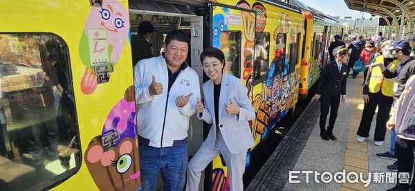 ▲集集線鐵路第一階段濁水至集集站5日通車復駛,「西遊記」彩繪列車首航,同步預告7月全線通車。(圖/記者高堂堯攝)