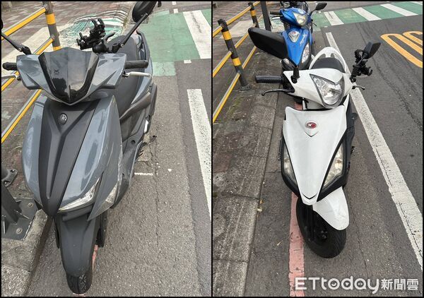 ▲▼宛如保齡球!桃園6機車停等紅燈 慘遭後方轎車撞飛。(圖/記者楊熾興翻攝)