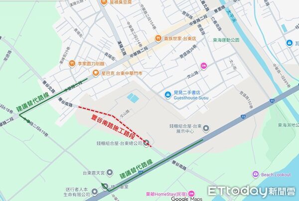 ▲豐谷南路改善工程即日起施工。(圖/記者楊晨東翻攝)