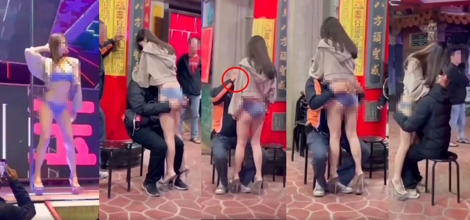 有片/廟會尺度失守?只要100元「僅穿內衣褲辣妹抱頭埋奶」服務 男客爽貼雪乳洗臉畫面曝