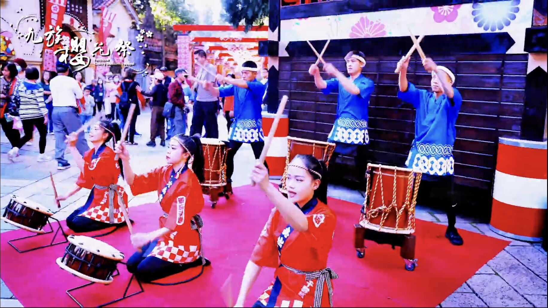 九族櫻花祭,九族文化村,賞櫻,夜櫻,追櫻,日月潭纜車,春遊,火舞,野餐,原民,部落(圖/翻攝自影片)