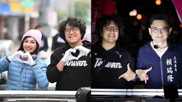 ▲邱議瑩跟賴瑞隆先後推出「沈伯洋」牌 。(合成圖/競選辦公室提供)