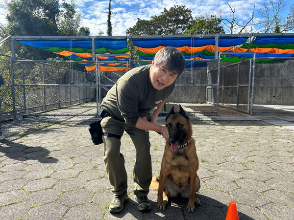 ▲胡瓜首度與警犬一起訓練。(圖/下面一位)