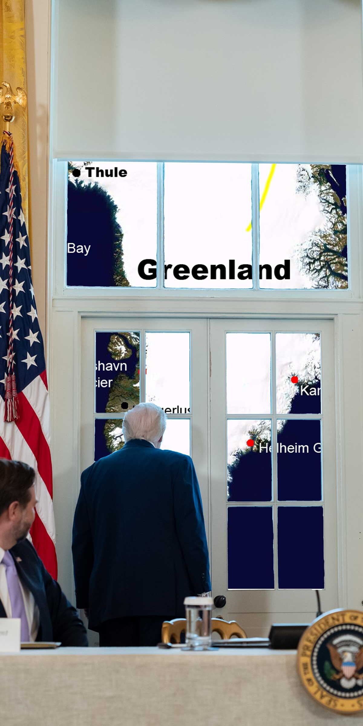 ▲▼白宮發P圖「川普俯視格陵蘭」被網酸爆 外媒曝美國點名接管。(圖/翻攝白宮X)