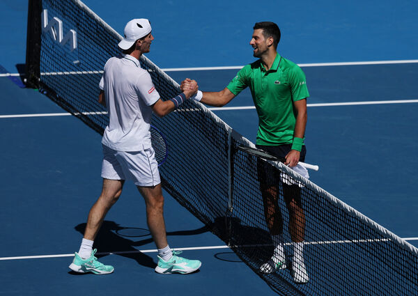 ▲塞爾維亞名將喬科維奇(Novak Djokovic)解決義大利好手梅斯特雷利。(圖/路透)