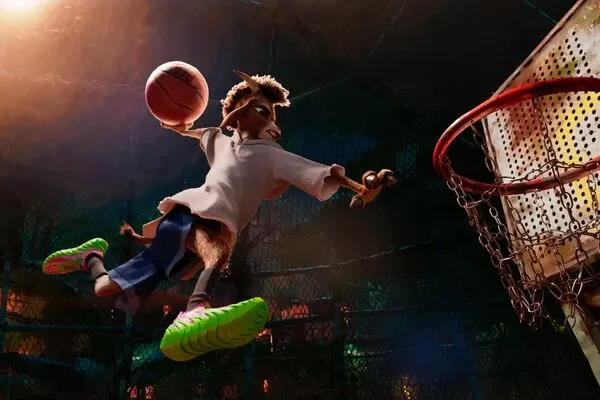 ▲《山羊巔峰》中文配音陣容,竟然找來二連霸人氣球隊「新北國王」總經理毛加恩領軍,帶著陣中球星呂政儒、李愷諺「不務正業」進錄音室。(圖/索尼提供)