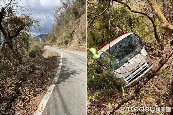 ▲▼南投縣仁愛鄉投89線小貨車墜谷。(圖/記者高堂堯翻攝)