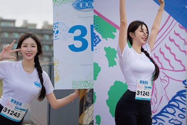 ▲▼安芝儇到澎湖參加馬拉松,超美畫面電暈大量粉絲。(圖/翻攝臉書/安芝儇)
