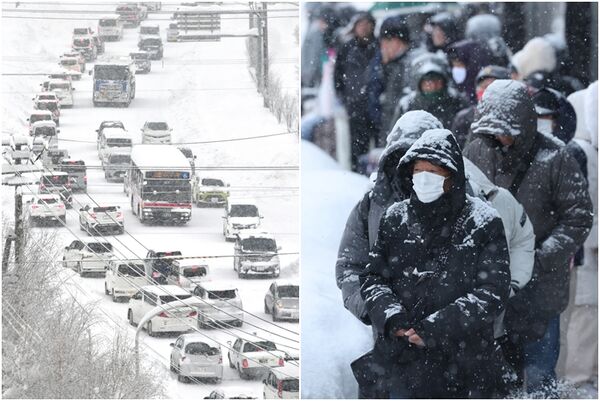 ▲▼ 日本北海道札幌降下大雪。(圖/達志影像/美聯社)