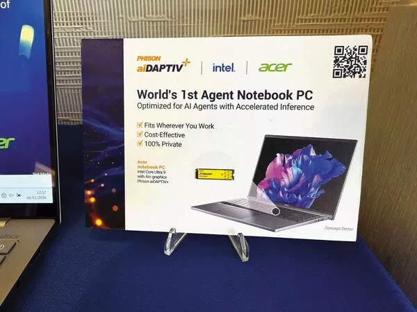 群聯今年於CES展出多項與PC品牌合作、採用自家產品的AI PC方案。(翻攝群聯臉書)